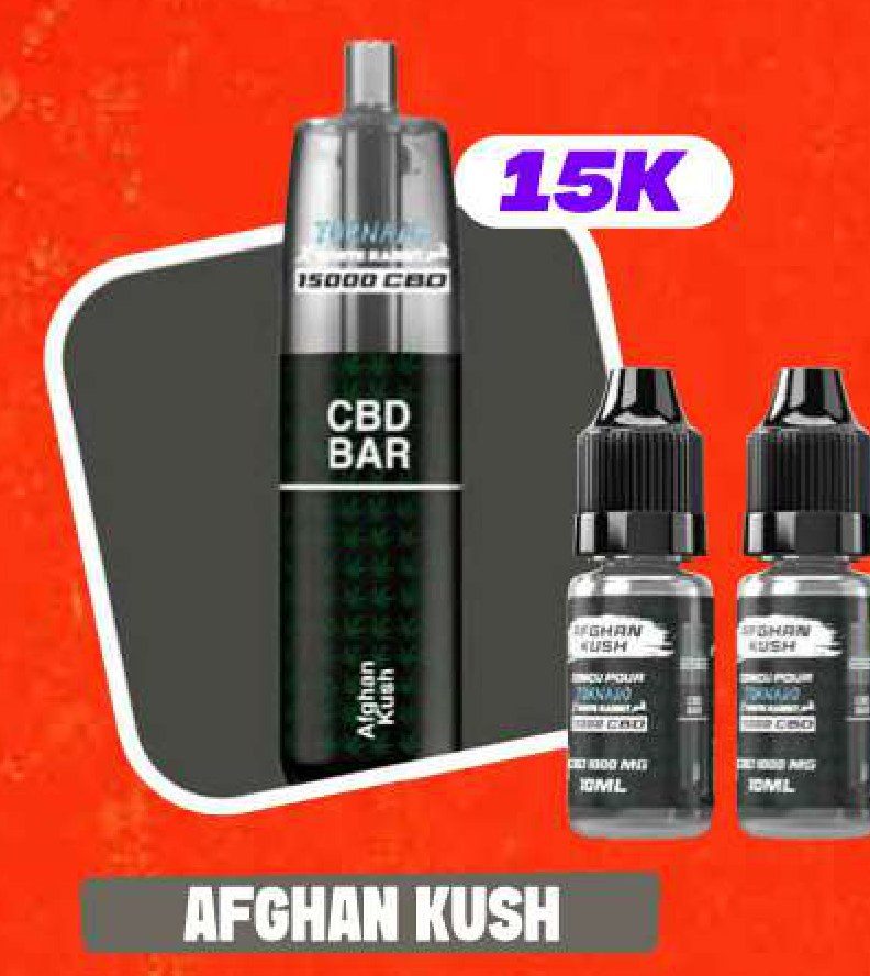 Puff CBD White Rabbit Tornado X 15K CBD Bar – Afghan Kush (kit + 2 × 10 ml)