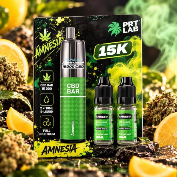 Puff CBD White Rabbit Tornado X 15K CBD Bar – Amnesia (kit + 2 × 10 ml)