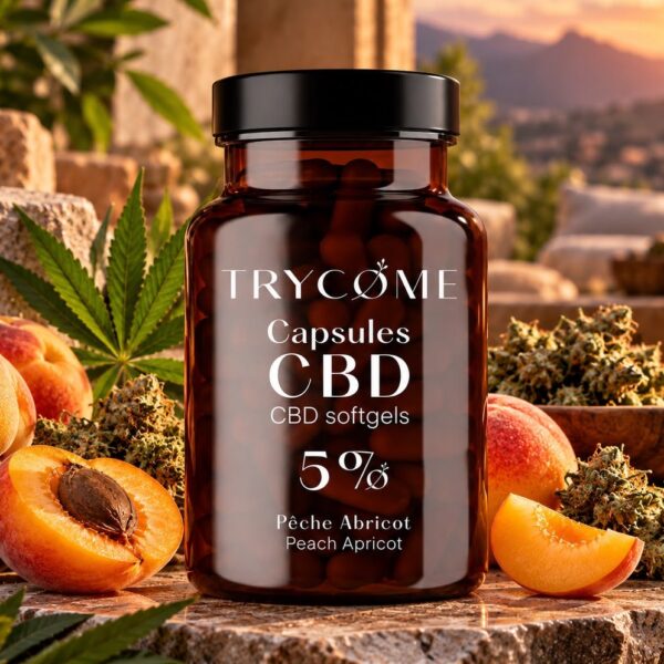 Capsules CBD Trycome – Pêche Abricot (30 capsules)